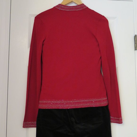 NEXT UK 🇬🇧 - Red bead edged zip up cardigan - Picture 6 of 13